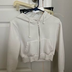White Size Small Cropped Zip Up